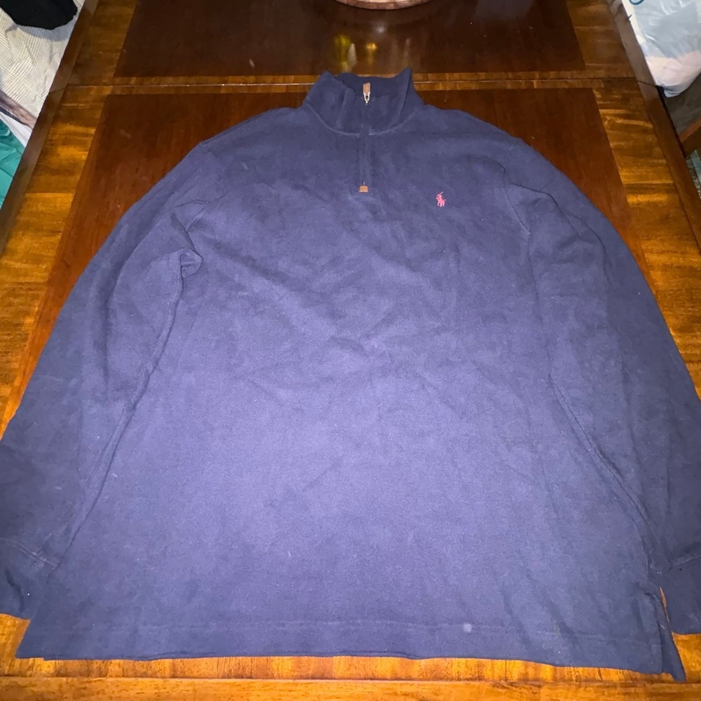 Polo Ralph Lauren Quarter Zip Pullover XXL Navy Sweater Pony Logo